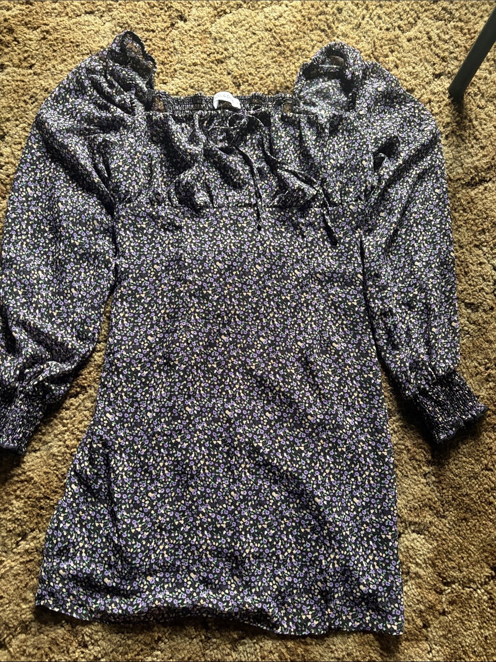 Floral Off-Shoulder Mini Dress in Navy and Lavender